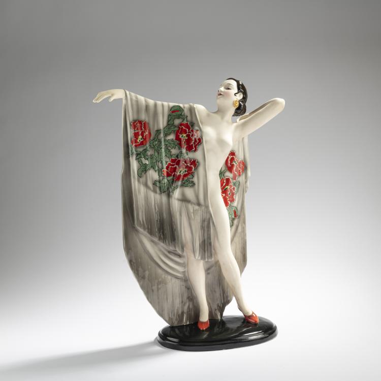 Hauptbild zu Objekt, 'Stehender Damenakt (Spanierin), um 1939, Josef Lorenzl, Goldscheider, Wien, 168C 605