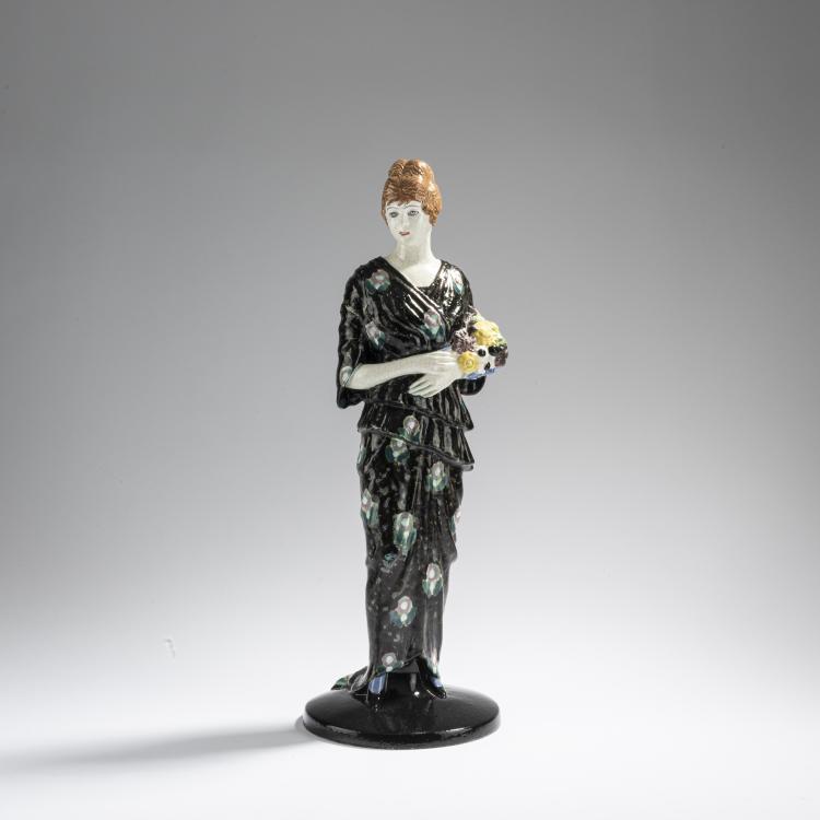 Hauptbild zu Objekt, 'Fashion lady standing with flowers', 1913/14, Eduard Klablena, Langenzersdorf, 168C 609