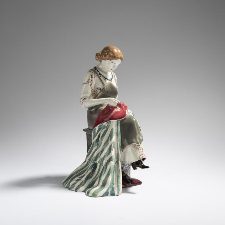 Hauptbild zu Objekt, 'N&auml;herin', 1912-14, Eduard Klablena, Langenzersdorf, 168C 607