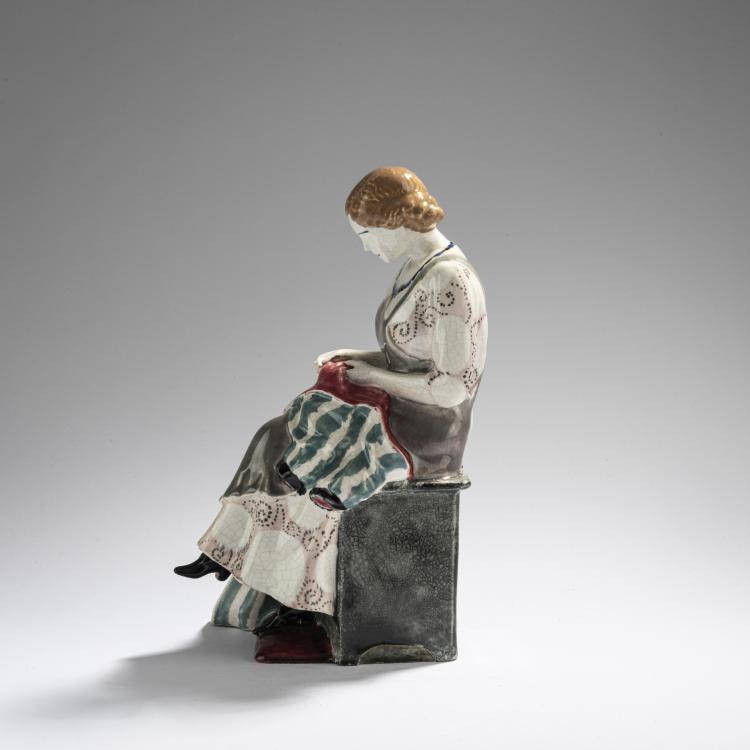 Bild 2 zu Objekt, 'N&auml;herin', 1912-14, Eduard Klablena, Langenzersdorf, 168C 607