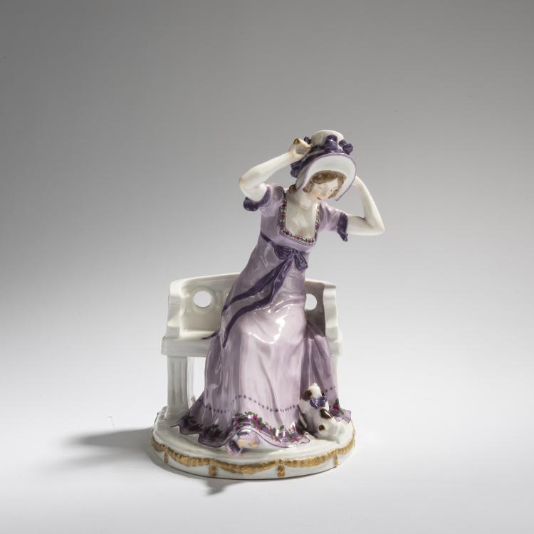 Hauptbild zu Objekt, 'Dame mit H&uuml;ndchen', 1909-11, Alfred Otto Adalbert K&ouml;nig, Meissen, Porzellanmanufaktur, 168C 554