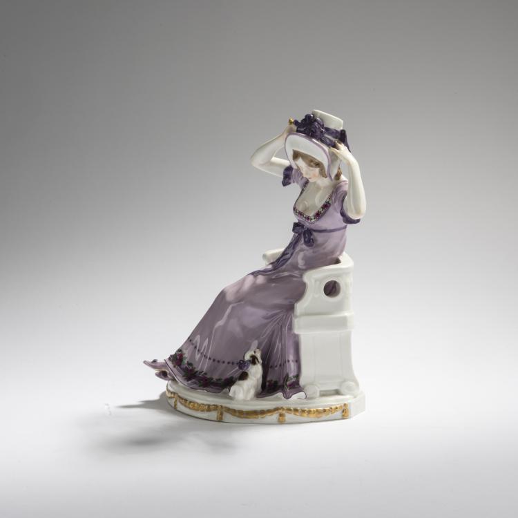 Bild 1 zu Objekt, 'Dame mit H&uuml;ndchen', 1909-11, Alfred Otto Adalbert K&ouml;nig, Meissen, Porzellanmanufaktur, 168C 554