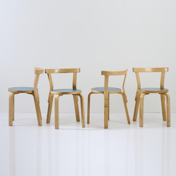 Hauptbild zu Objekt, Four '68' chairs, 1935, Alvar Aalto, Artek, Helsinki (zugeschrieben), 170B 396