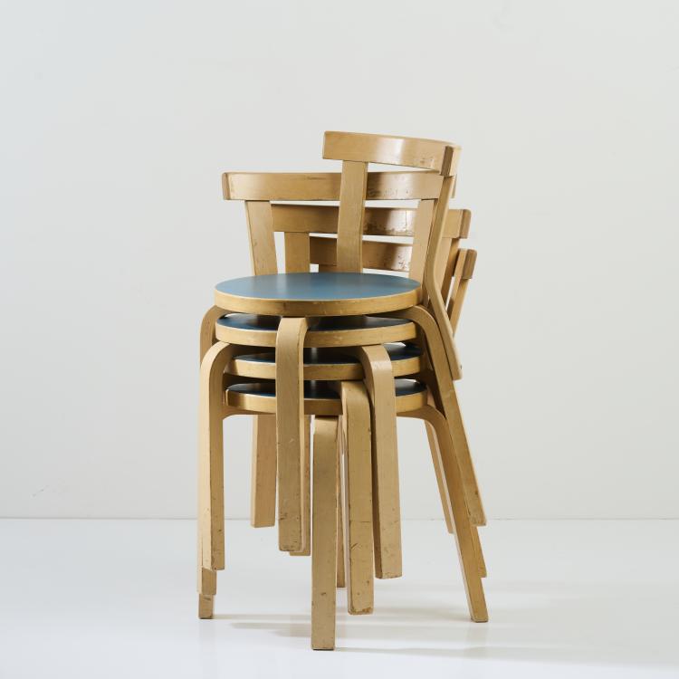 Bild 3 zu Objekt, Four '68' chairs, 1935, Alvar Aalto, Artek, Helsinki (zugeschrieben), 170B 396