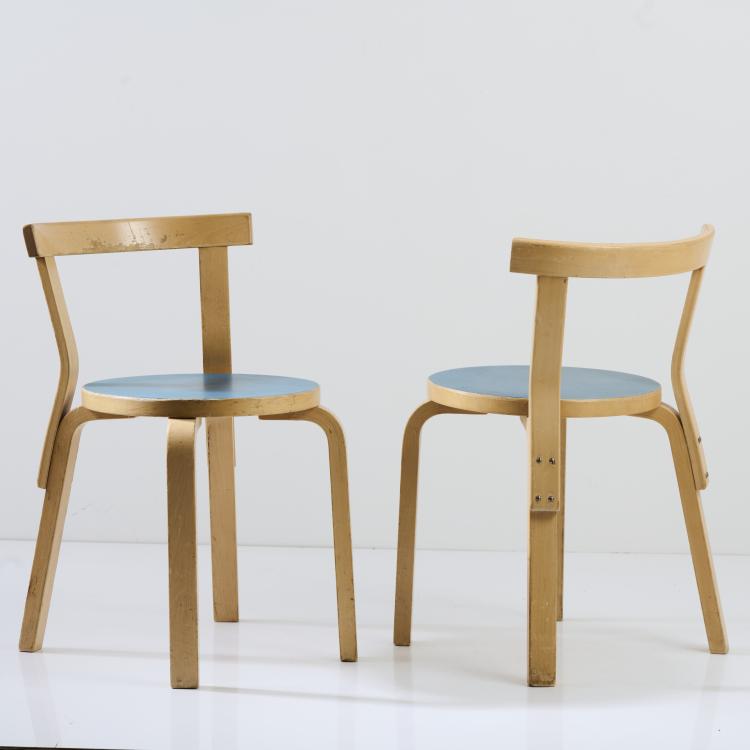 Bild 5 zu Objekt, Four '68' chairs, 1935, Alvar Aalto, Artek, Helsinki (zugeschrieben), 170B 396