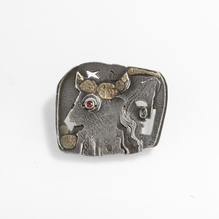 Hauptbild zu Objekt, Brooch 'Europa and bull', c. 1970, Herbert Zeitner, 169D 836