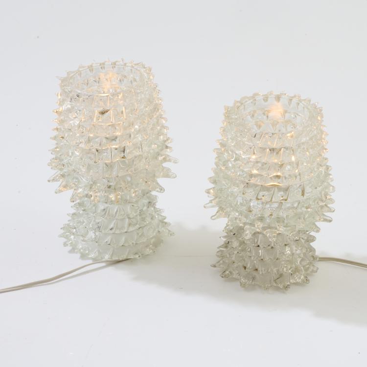 Hauptbild zu Objekt, Zwei Tischleuchten 'Rostrato', 1938, Ercole Barovier, Barovier & Toso, Murano, 169C 473