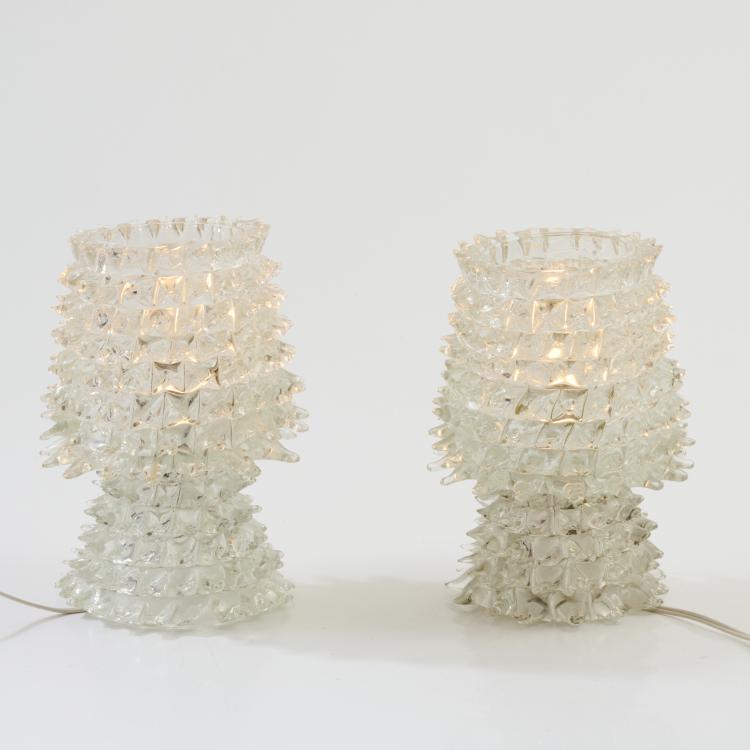 Bild 1 zu Objekt, Zwei Tischleuchten 'Rostrato', 1938, Ercole Barovier, Barovier & Toso, Murano, 169C 473