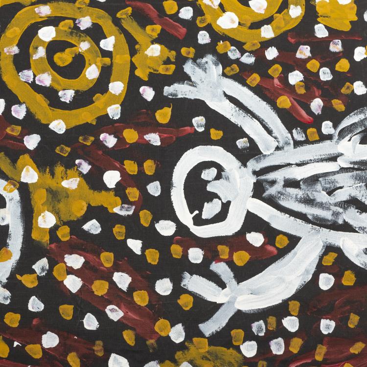 Bild 1 zu Objekt, 'Bungalung Men, Tjikatti Fire Dreaming', um 1997, Johnny Warangkula Tjupurrula, 169E 1032