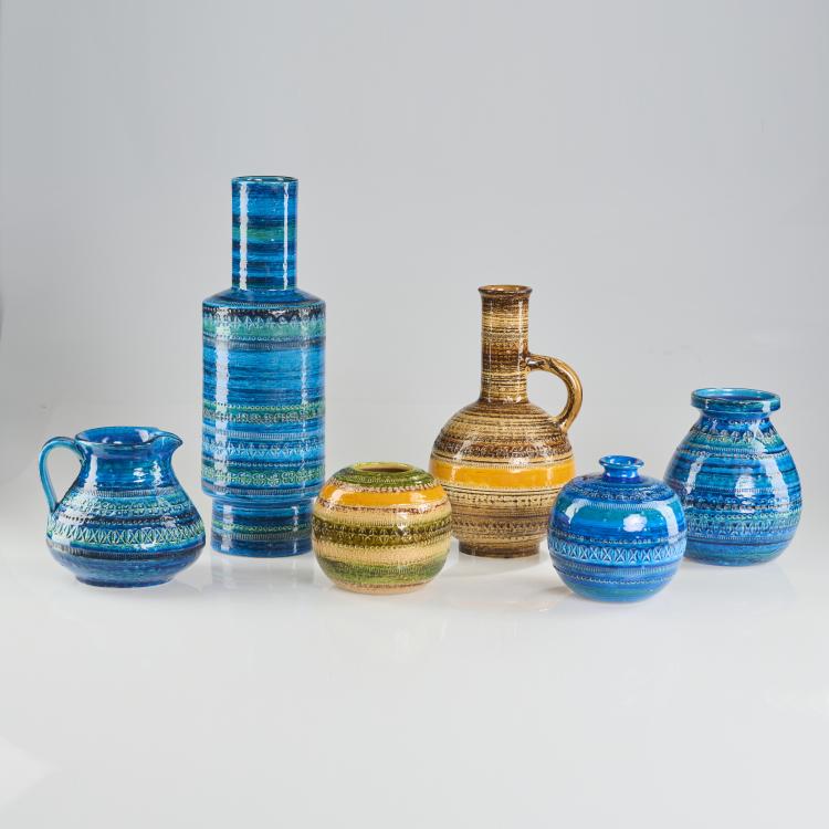 Bild 1 zu Objekt, Five vases and a jug from the 'Rimini blu' series, 1950s, Aldo Londi, Bitossi, Montelupo, 169B 212