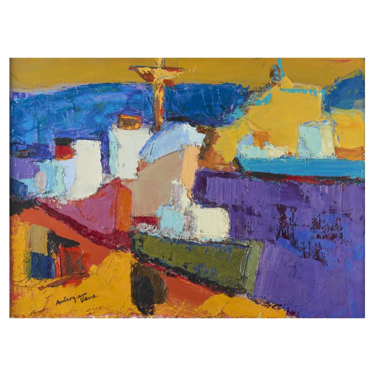 Hauptbild zu Objekt, Untitled (View of houses with cross), around 1960, Pierre Ambrogiani, 169E 938