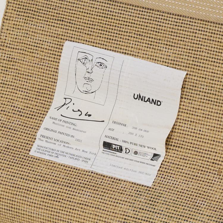 Bild 1 zu Objekt, Teppich 'Musicos con mascaras', 1994, Pablo Picasso (nach), Unland, Niederlande, 169C 530