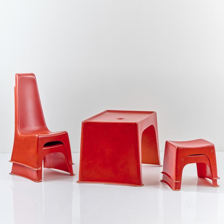 Bild 1 zu Objekt, Two chairs, two stools, table, c. 1966, G&uuml;nter Beltzig, BBD, Br&uuml;der Beltzig Design, Wuppertal, 170B 313