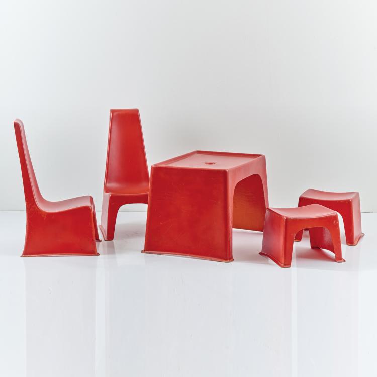 Bild 2 zu Objekt, Two chairs, two stools, table, c. 1966, G&uuml;nter Beltzig, BBD, Br&uuml;der Beltzig Design, Wuppertal, 170B 313