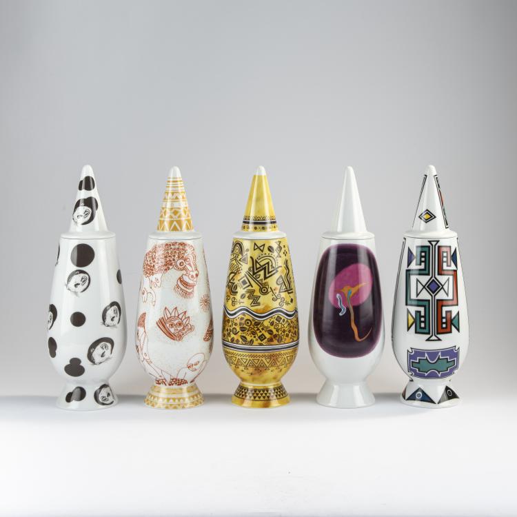 Bild 2 zu Objekt, 100 lidded vases from the 'Make Up 100%' series, 1992, Alessandro Mendini,Paola Navone,Ettore Sottsass,Philippe Starck, Alessi Tendentse, Mailand, 170A 282