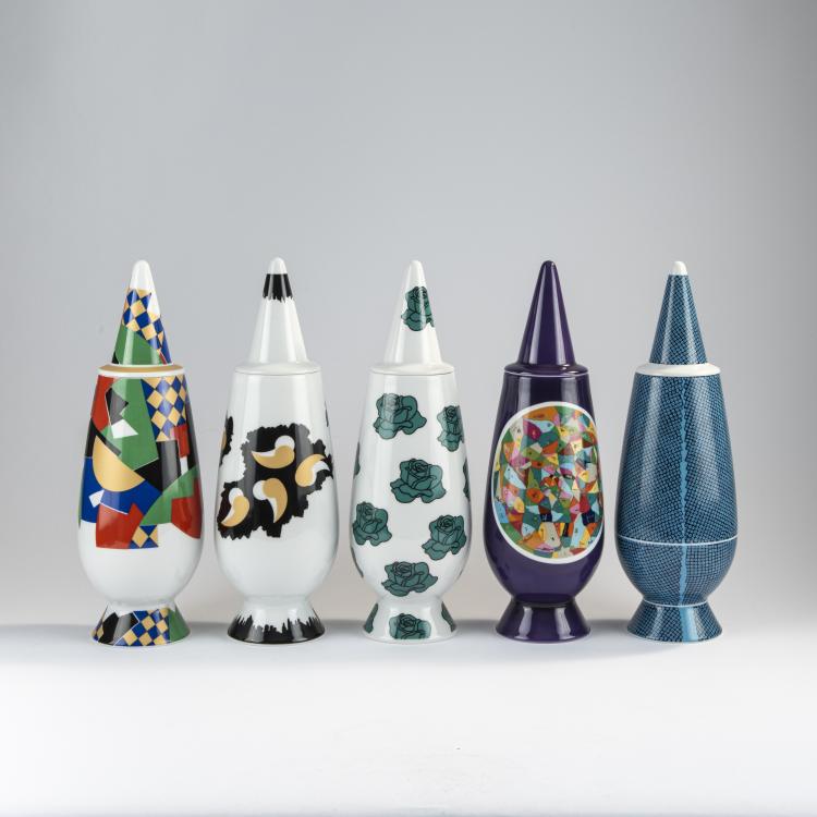 Bild 4 zu Objekt, 100 lidded vases from the 'Make Up 100%' series, 1992, Alessandro Mendini,Paola Navone,Ettore Sottsass,Philippe Starck, Alessi Tendentse, Mailand, 170A 282