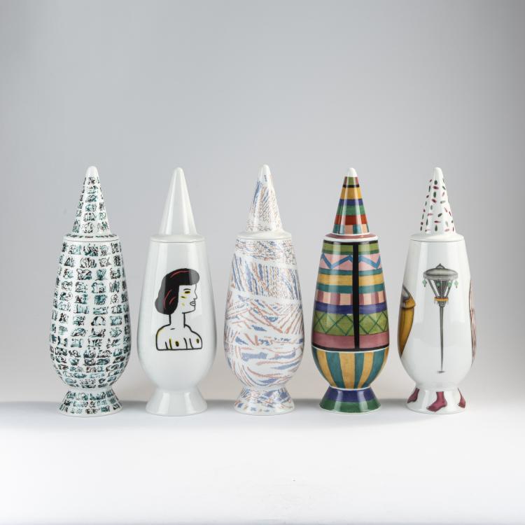Bild 8 zu Objekt, 100 lidded vases from the 'Make Up 100%' series, 1992, Alessandro Mendini,Paola Navone,Ettore Sottsass,Philippe Starck, Alessi Tendentse, Mailand, 170A 282