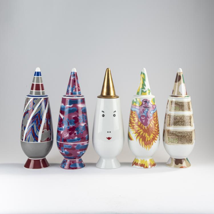 Bild 10 zu Objekt, 100 lidded vases from the 'Make Up 100%' series, 1992, Alessandro Mendini,Paola Navone,Ettore Sottsass,Philippe Starck, Alessi Tendentse, Mailand, 170A 282