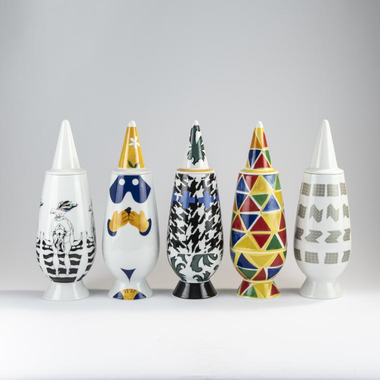 Bild 15 zu Objekt, 100 lidded vases from the 'Make Up 100%' series, 1992, Alessandro Mendini,Paola Navone,Ettore Sottsass,Philippe Starck, Alessi Tendentse, Mailand, 170A 282