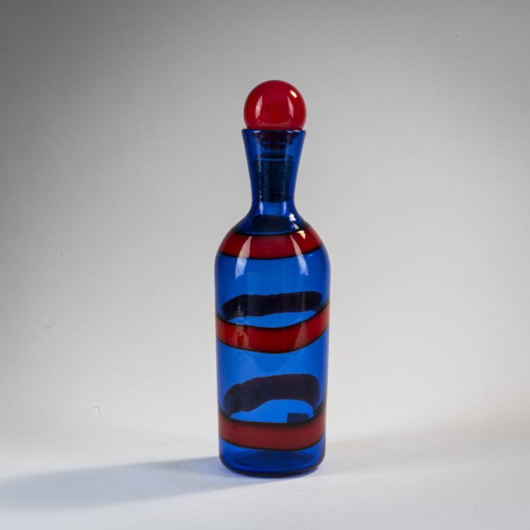 Hauptbild zu Objekt, 'A fasce orizzontale' bottle with stopper, c. 1955, Fulvio Bianconi, Venini & C., Murano, 170C 563