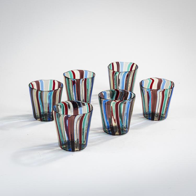 Hauptbild zu Objekt, Sechs Becher 'A fasce', 1946/47, Gio Ponti, Venini & C., Murano, 170C 539
