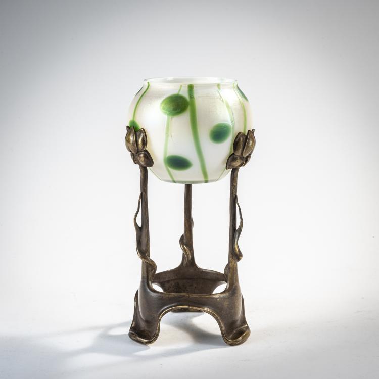 Bild 1 zu Objekt, Montierte Vase 'Streifen und Flecken', um 1903, Koloman Moser (Umkreis), L&ouml;tz Wwe., Klosterm&uuml;hle, 171A 245