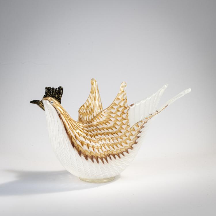Hauptbild zu Objekt, Bird-shaped 'Filigrana semplice a trina' bowl, 1952, Dino Martens, Toso, Aureliano, Murano, 170C 665