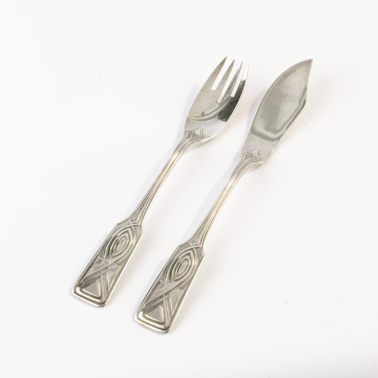 Hauptbild zu Objekt, Fish knife and fish fork 'Behrens' - '4800', 1900/01, Peter Behrens, R&uuml;ckert, M.J., Mainz, 171B 412