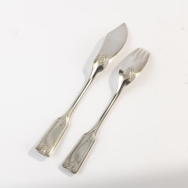 Bild 1 zu Objekt, Fish knife and fish fork 'Behrens' - '4800', 1900/01, Peter Behrens, R&uuml;ckert, M.J., Mainz, 171B 412