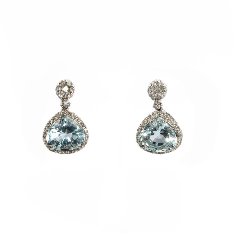 Hauptbild zu Objekt, Pair of aquamarine earrings, 172E 659