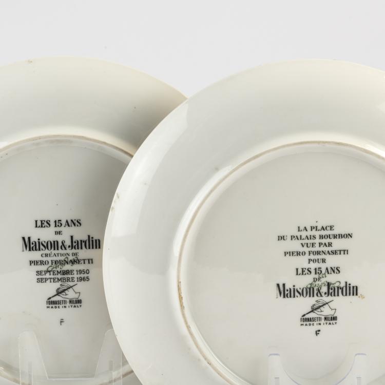 Bild 1 zu Objekt, Two plates from the 'Les 15 Ans de Maison & Jardin' series, 1965, Piero Fornasetti, Fornasetti, Mailand, 170A 115