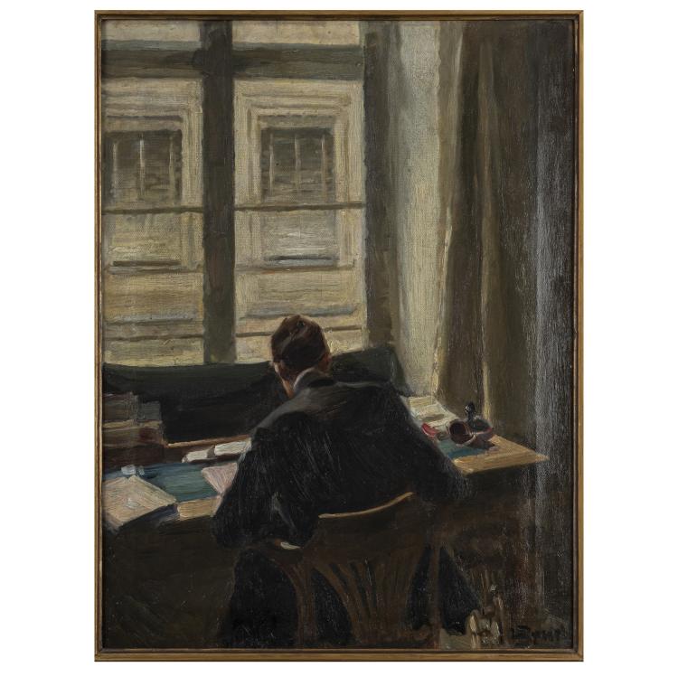 Hauptbild zu Objekt, Lady at the window, around 1900, Hermann Bruck, 172C 392