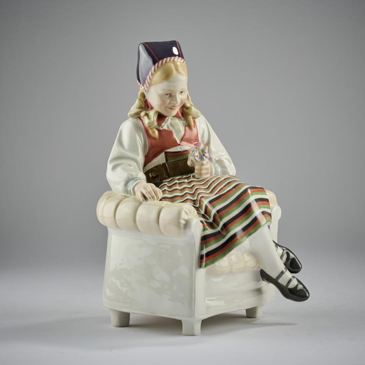 Hauptbild zu Objekt, 'Child in an armchair', 1908, Karl Himmelsto&szlig;, Berlin, KPM, 171C 486