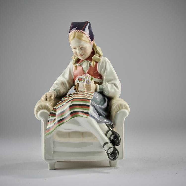 Bild 1 zu Objekt, 'Child in an armchair', 1908, Karl Himmelsto&szlig;, Berlin, KPM, 171C 486