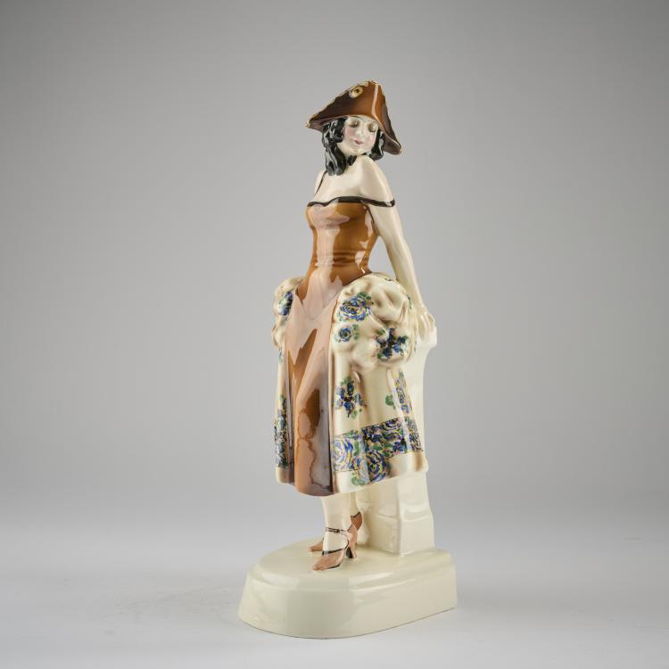 Hauptbild zu Objekt, 'Standing young lady in carnival costume', c. 1925, Josef Lorenzl, Goldscheider, Wien, 171C 578