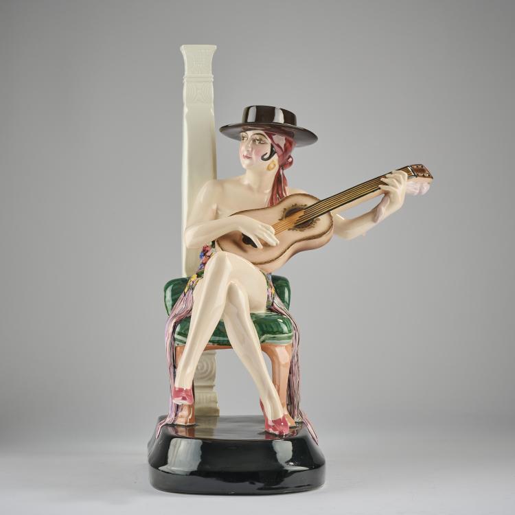 Bild 2 zu Objekt, Lampenfu&szlig; 'Sitzende Spanierin mit Hut', 1925/26, Josef Lorenzl, Goldscheider, Wien, 171C 576