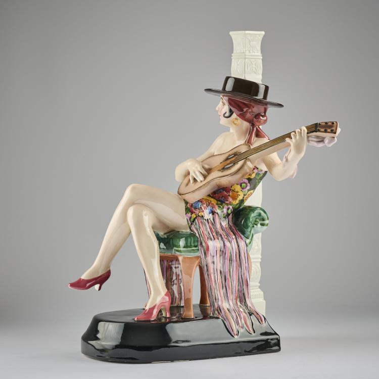 Bild 3 zu Objekt, Lampenfu&szlig; 'Sitzende Spanierin mit Hut', 1925/26, Josef Lorenzl, Goldscheider, Wien, 171C 576