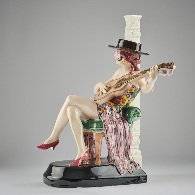 Bild 5 zu Objekt, Lampenfu&szlig; 'Sitzende Spanierin mit Hut', 1925/26, Josef Lorenzl, Goldscheider, Wien, 171C 576