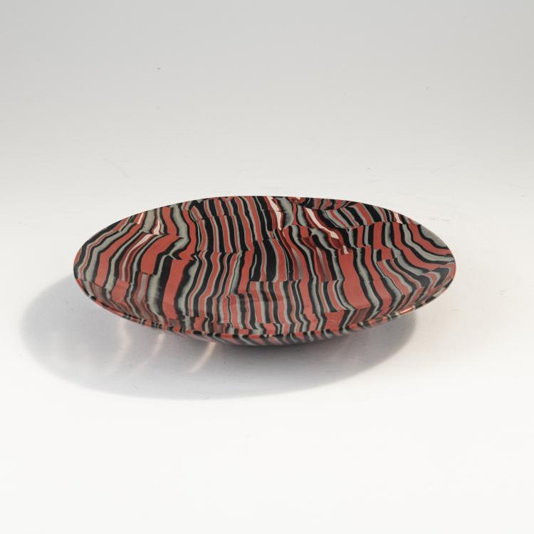 Hauptbild zu Objekt, Probably unique 'Murrine opaque plate, c. 1940, Carlo Scarpa, Venini & C., Murano, 173C 610