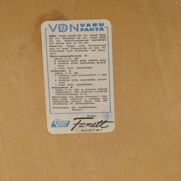 Bild 7 zu Objekt, Drei St&uuml;hle 'Fanett 65 T', um 1958, Ilmari Tapiovaara, Edsby Verken, Edsbyn, 170B 416