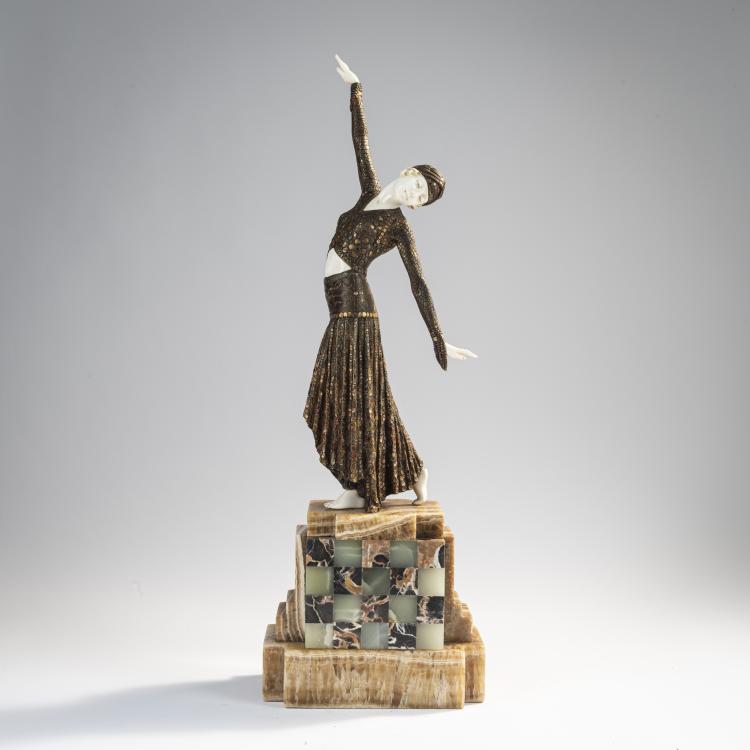 Hauptbild zu Objekt, Chryselephantin-Figur 'Empreinte des Pieds', um 1925, Dem&egrave;tre H. Chiparus, 171B 292