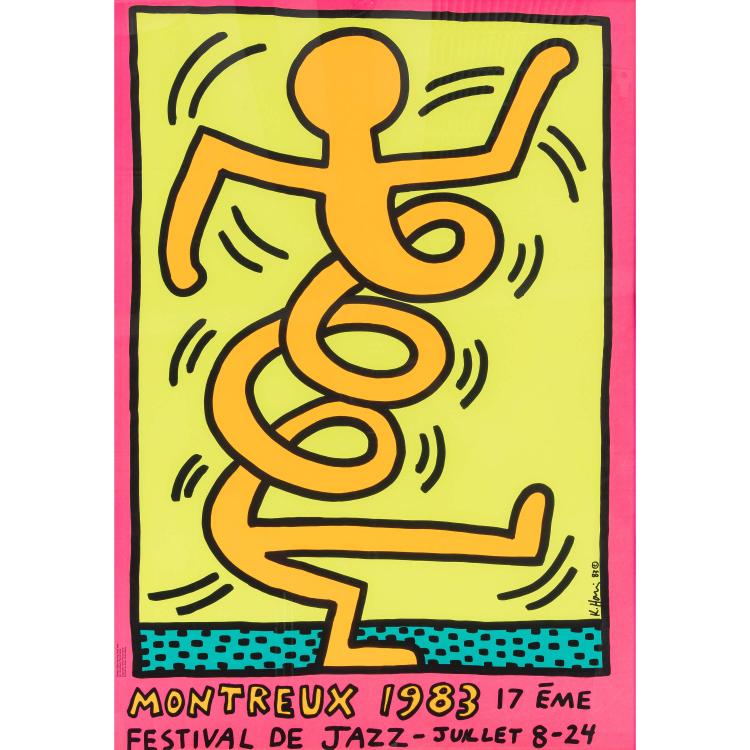 Hauptbild zu Objekt, 3 Farbplakate 'Montreux Jazz De Festival (Green, Pink & Yellow)', 1983, Keith Haring, Montreux Jazz Festival Foundation; Albin Uldry, Bern, 172C 449