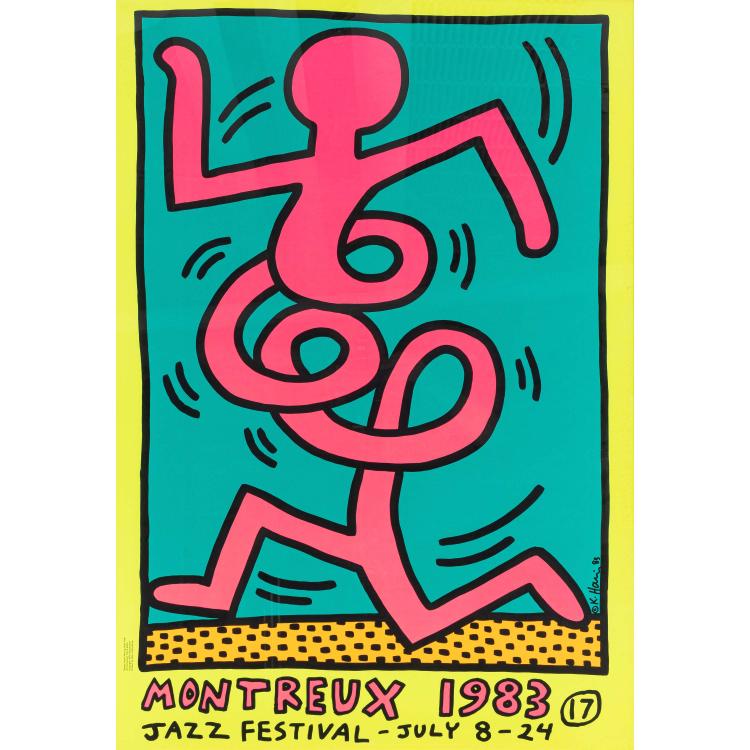 Bild 4 zu Objekt, 3 Farbplakate 'Montreux Jazz De Festival (Green, Pink & Yellow)', 1983, Keith Haring, Montreux Jazz Festival Foundation; Albin Uldry, Bern, 172C 449
