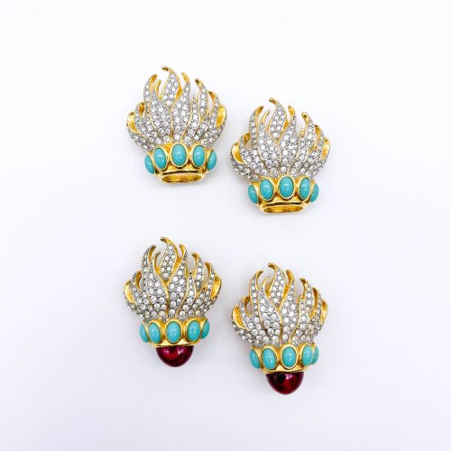 Zwei Paar Vintage Ohrclips 'Eternal Flame'