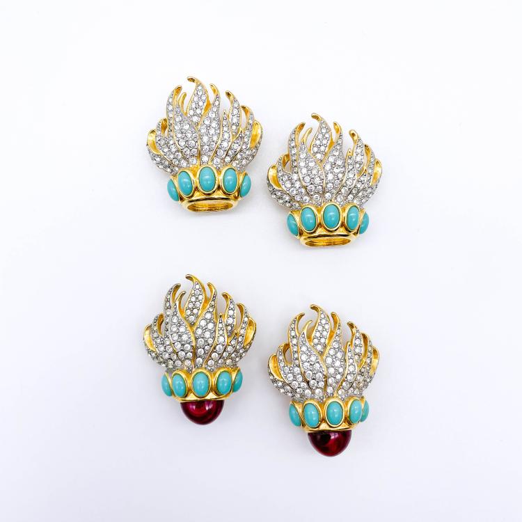 Hauptbild zu Objekt, Two pairs of vintage clip earrings 'Eternal Flame', Avon, 172E 760