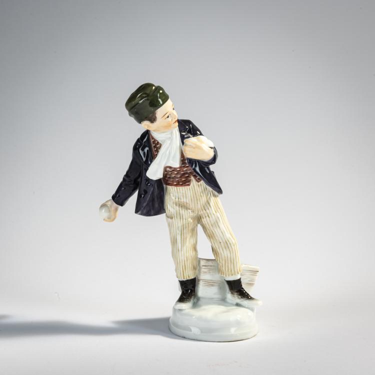 Hauptbild zu Objekt, 'Knabe, Schneeb&auml;lle werfend', 1905-10, Alfred Otto Adalbert K&ouml;nig, Mei&szlig;en, 171B 344