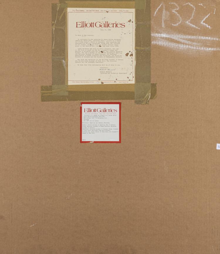 Bild 1 zu Objekt, 'Portrait of a Woman on a Bench in a Grape Arbor', um 1920, Agnes Millen Richmond, 172C 409