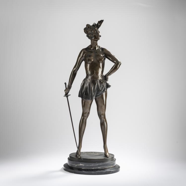 Hauptbild zu Objekt, Bronzefigur 'Florettfechterin', um 1925, Bruno Zach, 174A 308