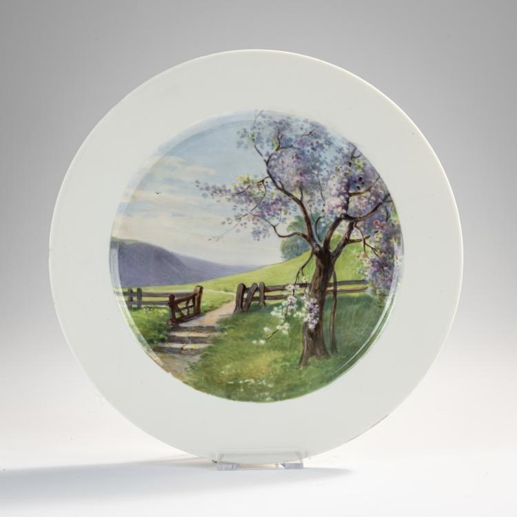 Hauptbild zu Objekt, Decorative plate with landscape, c. 1900, Rudolf Hentschel, Mei&szlig;en, 171B 358
