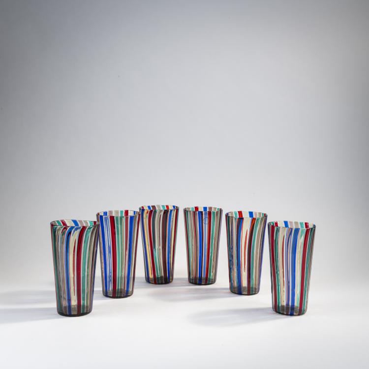 Hauptbild zu Objekt, Sechs Becher 'A canne', 1946/47, Gio Ponti, Venini & C., Murano, 173C 611